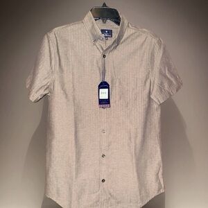 NWT Men’s Ben Sherman Men's Short Sleeve Herringbone Shirt-Sand-S